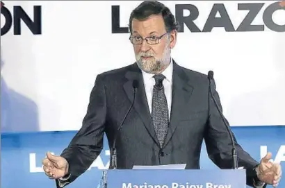  ?? FERNANDO ALVARADO / EFE ?? Rajoy, ayer en Madrid, donde denunció la “fulgurante evolución ideológica” de Rivera