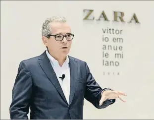  ?? INDITEX ?? Pablo Isla, ayer en Milán donde inaugura una tienda de Zara