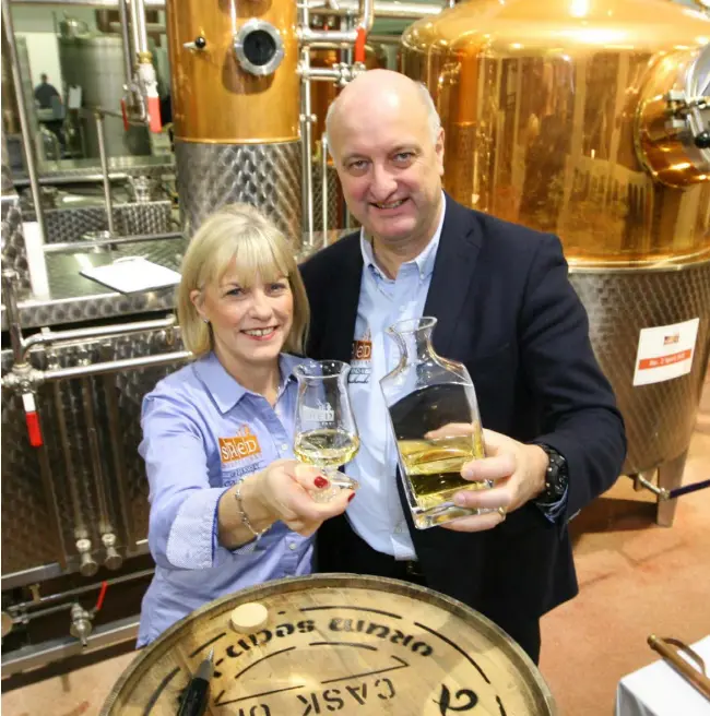  ??  ?? Pat Rigney and his wife Denise at the Shed Distillery. Photo by Brian Farrell