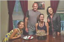  ?? COURTESY PHOTO ?? Lauren (birthday girl), Robert and Madelyn McPeak at their Castleton home with exchange student Wen-Ya Chang.