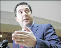  ?? J. SCOTT APPLEWHITE / AP ?? House Intelligen­ce Committee Chairman Rep. Devin Nunes, R-Calif., apologized to his Democratic colleagues on Thursday, yet publicly defended his decision to brief President Donald Trump.