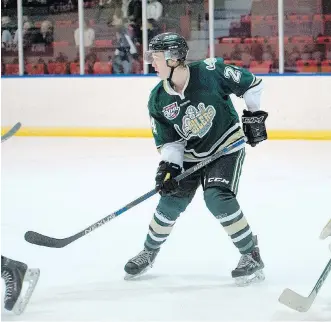  ?? PAM DOYLE ?? Okotoks Oilers defenceman Jacob Bernard-Docker is attracting attention from NHL scouts. He’s pegged as a second-round pick in this year’s NHL draft, but plans to play in the NCAA with North Dakota.