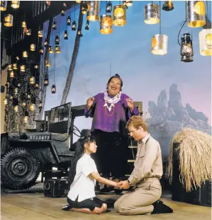  ?? Terry O'Neill / Getty Images 1987 ?? “South Pacific,” shown in a 1987 London production with Pamela Yang (left), Bertice Reading and Andrew C. Wadsworth, vividly explored interracia­l romance.