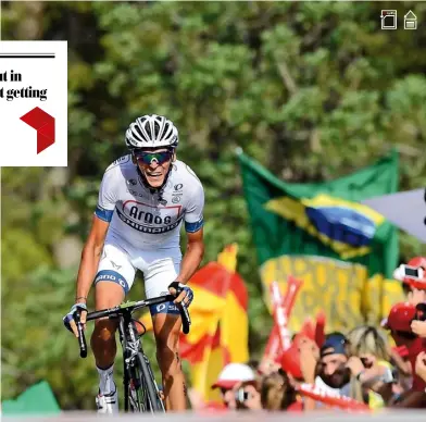  ??  ?? Above Barguil shocked the Vuelta by winning stage 13 with a well timed attack on the breakaway group