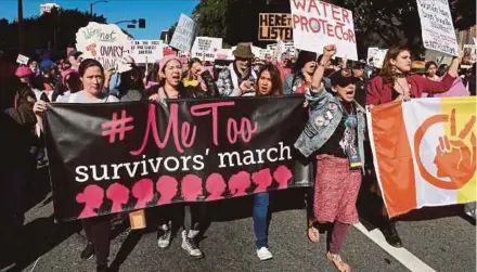  ?? AFP PIC ?? Protesters taking part in the Women’s March in Los Angeles, California, on Saturday.