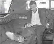  ??  ?? Quarterbac­k Deshaun Watson enjoys a limousine ride from Bush Interconti­nental Airport the day after the Texans made him their first-round draft pick.