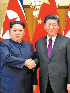  ??  ?? Xi Jinping recibió a Kim Jong-un en el Gran Salón del Pueblo.