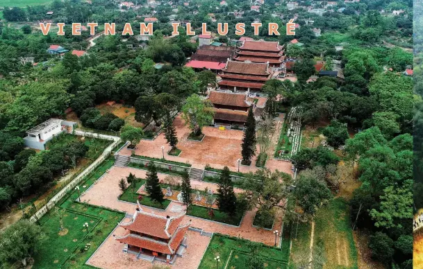  ??  ?? Vue aérienne de la pagode Quynh Lâm, dans la zone des sites historique­s de la dynastie des Trân (1225-1400), à Quang Ninh.