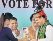  ?? PTI ?? ▪ Congress president Rahul Gandhi at an election rally in North Garo Hills, Meghalaya, on Tuesday.