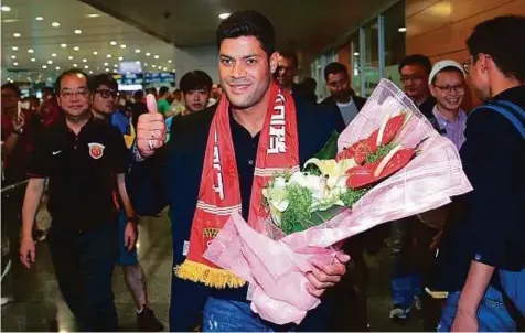  ?? AP ?? Brazilian football star Givanildo Vieira de Sousa, better known as Hulk, was signed by Shanghai SIPG from Zenit St Petersburg for an Asia transfer record of $62 million on June 3.