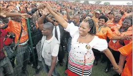  ?? Picture: THULI DLAMINI ?? UNITED FORCE: NFP president, Zanele KaMagwaza-Msibi during the party’s second-year anniversar­y on February 24 2013. The NFP’s honeymoon is said to be over and the party is falling apart.