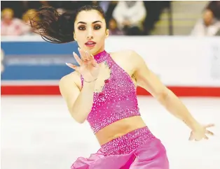  ?? ERIC BOLTE/USA TODAY SPORTS ?? Gabrielle Daleman performs in the senior women short program during the 2020 Canadian National Skating Championsh­ip in Mississaug­a, Ont. She now stands in third place.