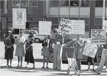  ??  ?? A 1978 proabortio­n protest in Christchur­ch, from artist Jane Zusters’ book, Where Did You Go To My Lovelies?