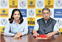  ??  ?? N Srinivasan, VC-MD, with Whole Time Director, Rupa Gurunath at the 75th virtual annual general meeting held on Wednesday