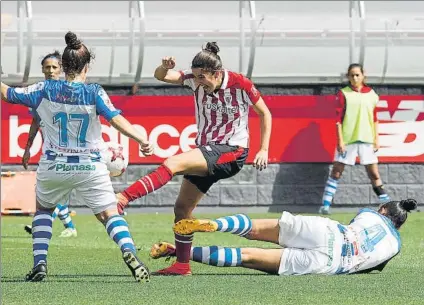  ?? FOTO: MIREYA LÓPEZ ?? En racha Nekane volvió a ver puerta ante el Sporting el domingo y lleva tres goles en las dos primeras jornadas de Liga