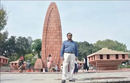  ?? SAMEER SEHGAL/HT ?? ■ Sukumar Mukherjee, secretary of the Jallianwal­a Bagh National Memorial Trust. His grandfathe­r Sashti Charan, who was present at the bagh on the day of the 1919 massacre, later moved a resolution for acquiring the bagh.