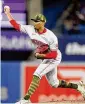  ?? CANADIAN PRESS ?? Reds starter Hunter Greene works against the Blue Jays in the first inning Saturday. Greene allowed one run and four hits in six innings.