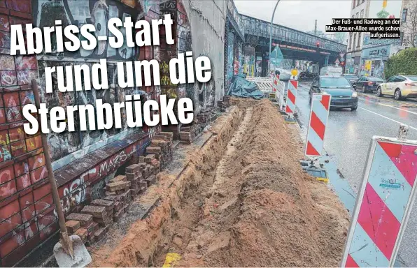  ?? ?? Der Fuß- und Radweg an der Max-Brauer-Allee wurde schon aufgerisse­n.