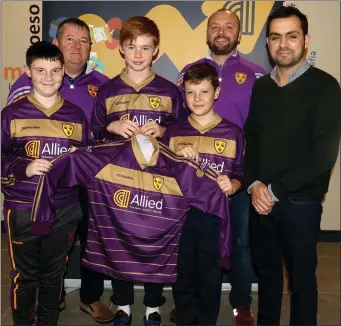  ??  ?? Allied Training, Clonard Industrial Estate, presenting a set of jerseys to theWexford Albion F.C. Under-13 team (from left): Mark Tormey, David Farrell, Darragh Kirwan, Callum Farrell, David Hayes and Terry Walsh of Allied Training.