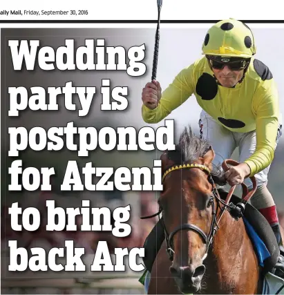  ?? GETTY IMAGES ?? In control: Andrea Atzeni pilots Postponed to glory in York’s Juddmonte Internatio­nal Stakes