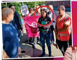  ?? ?? Allies: Lisa Nandy with Keir Starmer and, inset, joining striking union members in Wigan yesterday