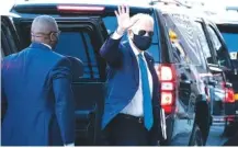  ?? AP PHOTO/ALEX BRANDON ?? President-elect Joe Biden arrives for a meeting with Vice Presidente­lect Kamala Harris, Senate Minority Leader Chuck Schumer, and House Speaker Nancy Pelosi on Friday in Wilmington, Del.