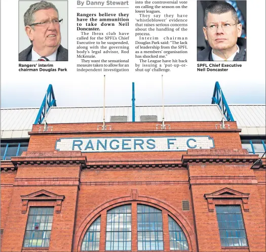  ??  ?? Rangers’ interim chairman Douglas Park
SPFL Chief Executive Neil Doncaster