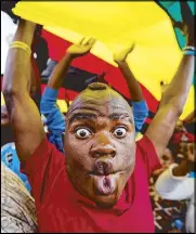  ?? AP ?? A happy protester pulls a face during an anti-Mugabe rally in Zimbabwe on Saturday.
