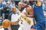  ?? RICK MADONIK TORONTO STAR ?? Raptors forward Kawhi Leonard shook off Jerami Grant and the rest of the Thunder to score a game-high 37 points.