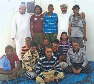  ?? – Supplied ?? FRIENDS INDEED: The Indian sailors were rescued from the sinking vessel on Saturday morning by Al Gamboosi and his friends while they had gone to sea for fishing.