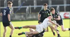  ??  ?? Barry O’Connor takes a tumble during the Leinster final victory.