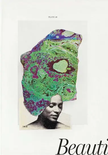  ?? COURTESY OF 516 ARTS ?? “Earth & Sky #65,” 2019, found photograph and collage on paper by Lorna Simpson.