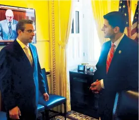  ??  ?? García Padilla se reunió el viernes con el congresist­a Paul Ryan, presidente del Comité de Asignacion­es y Presupuest­o del Congreso.