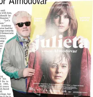  ??  ?? Almodovar attends a screening of ‘Julieta’ hosted by The Cinema Society, Avion and GQ at Landmark Sunshine Cinema on Wednesday in New York City. — AFP photo