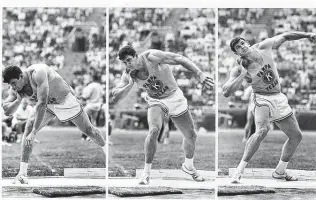  ?? ABC ?? Pampa native Randy Matson claimed the silver medal in shot put at the 1964 Olympics in Tokyo.