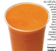  ??  ?? ‘Energize’ juice - carrots, orange, ginger and mint.