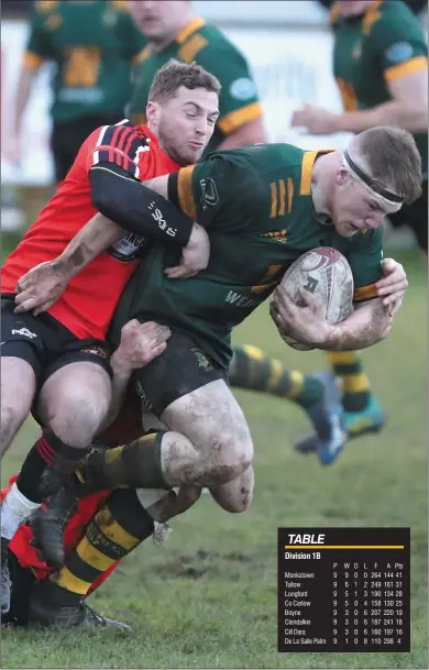  ??  ?? Boyne’s Padraic Mongey is stopped in his tracks during the match against Cill Dara.