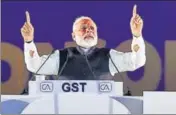  ?? PTI ?? PM Narendra Modi addresses a gathering on the Foundation Day of Institute of Chartered Accountant­s of India at Indira Gandhi Indoor stadium in New Delhi on Saturday.