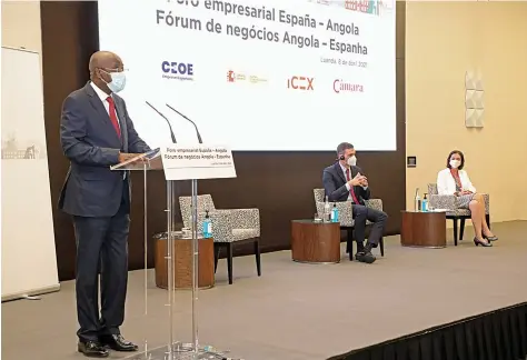  ?? DOMBELE BERNARDO | EDIÇÕES NOVEMBRO ?? Manuel Nunes Júnior interveio no Fórum de Negócios Angola-espanha, no âmbito da visita do Presidente do Governo espanhol