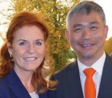  ??  ?? Former backer: Duchess of York with Quentin Zheng