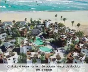  ??  ?? O Kiteland Maramar tem 60 apartament­os distribuíd­os em 15 blocos