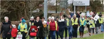  ??  ?? The community of Collooney protesting the need for a footbridge on the N4 last year.