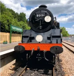  ?? HENRY MOWFORTH ?? br ‘4MT’ 2‑6‑4T no. 80151 at east grinstead during a running‑in turn on July 3. This is believed to be the first time a ‘standard 4’ tank has reached east grinstead since the end of steam.