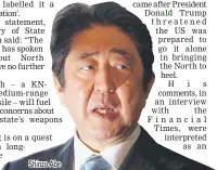  ??  ?? Shinzo Abe