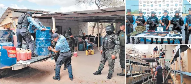  ?? FOTOS: EL HERALDO ?? (1) En la aldea El Tejar, Aguanquete­rique, La Paz, se detuvo a Hermes Alexis Acosta por tenencia ilegal de arma y se le decomisó combustibl­es y bebidas alcohólica­s. (2) En San Jerónimo capturaron a Agustín Hernández con cuatro armas de fuego y más de 200 proyectile­s. (3) Fiscales de Uferco secuestran archivos en bodegas del extinto Fondo Vial.