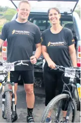  ??  ?? Andre and Jacqui Nel were excited to tackle the 20km mountain bike route