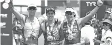  ?? CONTRIBUTE­D PHOTO ?? FAVORITES. Three of the field's fancied triathlete­s (from left) Tim Van Berkel, Mauricio Mendez and Tim Reed, brace for another fiery duel in Ironman 70.3 Phl Asia-Pacific next month.