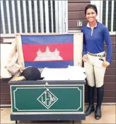  ?? SUPPLIED ?? Young show jumping talent Eleanor ‘Nora’ Lynn, standing beside her kit trunk, is eyeing a SEA Games medal for Cambodia this year.