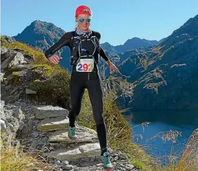  ??  ?? Rachel Smalley running the Routeburn Classic, a race she competed in after flying straight from the Boston Marathon.