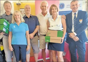  ?? ?? The Wingham Timber Texas Scramble winners from left, Stephen and Christine Bowles, Nigel Hylands of Wingham Timber, Sam and Barbara Plews and Canterbury captain Scott Lindsay